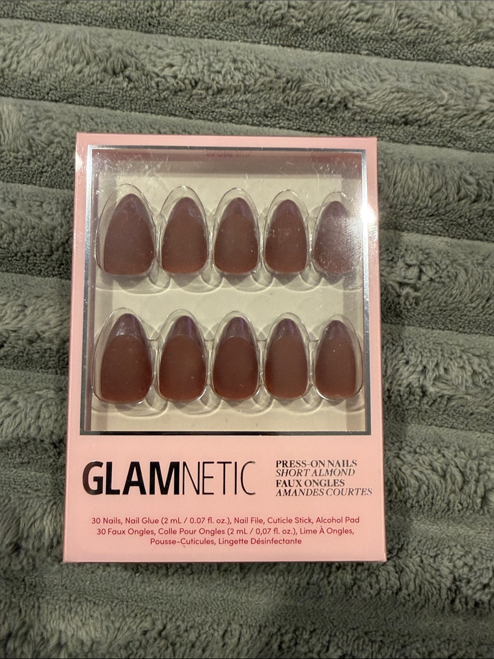 GLAMnetic Short Almond Press-On Nails in “Terra” Brown